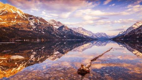 Serene Mountain Lake Reflection in 8K Quality wallpaper
