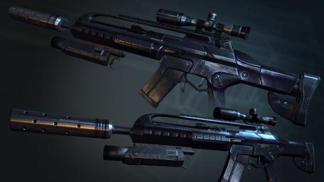Sleek and Tactical Assault Weapon Design wallpaper
