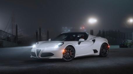 Sleek White Sports Car in Foggy Ambiance wallpaper