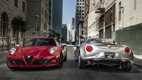 Sleek Alfa Romeo 4C in Urban Setting wallpaper
