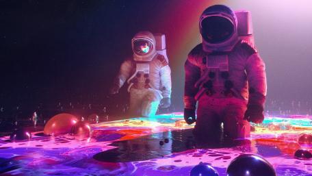 Cosmic Journey Through a Colorful Dimension wallpaper