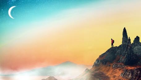 Mystical Cliff Under a Dreamy Moonlight wallpaper