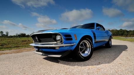 Classic Muscle Car in Striking Blue Finish wallpaper
