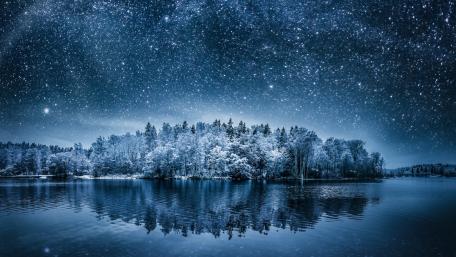 Magical Winter Night Under a Starry Sky wallpaper