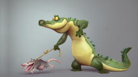 Crocodile's Playful Pet Adventure wallpaper