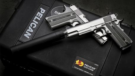 Sleek Firearms Set on Tactical Case wallpaper