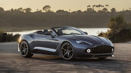 Sleek Convertible Aston Martin by the Water wallpaper