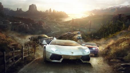 Thrilling Race Through Scenic Landscapes wallpaper