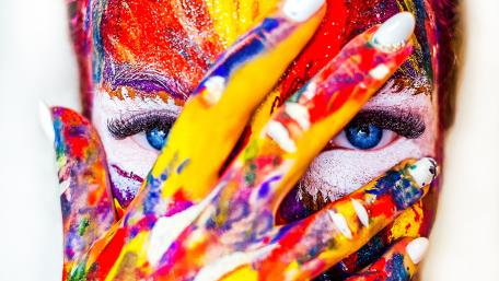 Vibrant Abstract Beauty with Colorful Body Art wallpaper