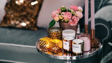 Elegant Table Setting with Flowers and Candles wallpaper