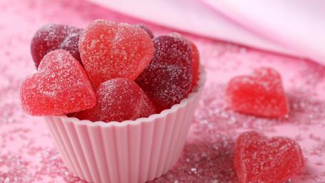 Sweet Heart-Shaped Gummies Delights wallpaper
