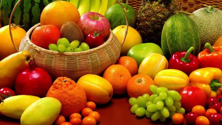 Vibrant Fruit Basket Displaying Nature's Bounty wallpaper