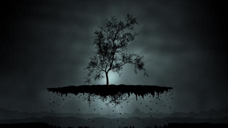 Mysterious Floating Island at Twilight wallpaper