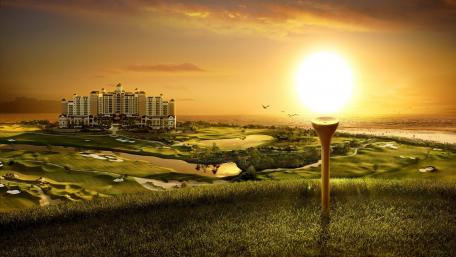Golden Dreams of a Fantasy Golf Course wallpaper