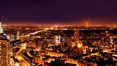 Panoramic View of Paris Cityscape at Night wallpaper