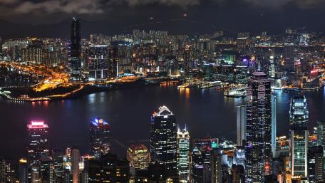 Vibrant Nightscape of a City Skyline wallpaper