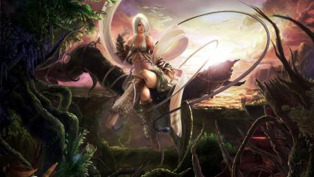 Enchanting Fantasy Realm with Mystical Characters wallpaper