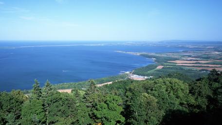 Breathtaking Coastal View from the Hillside wallpaper