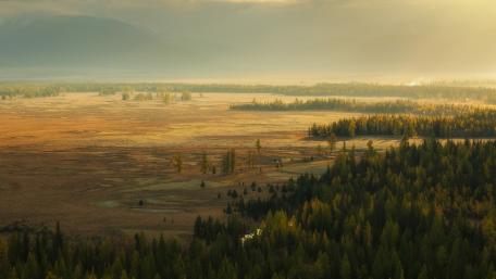 Tranquil Sunrise Over Serene Landscape wallpaper