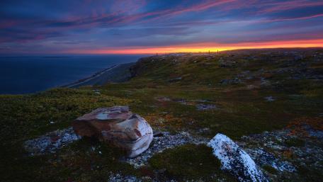 Serene Sunset Over Coastal Landscape wallpaper