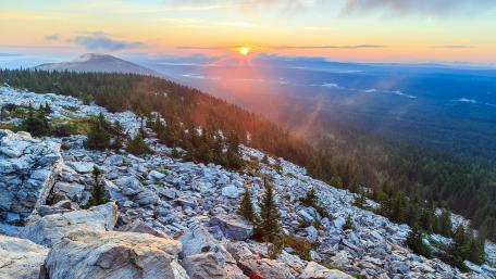 Stunning Sunrise Over Mountain Landscape wallpaper