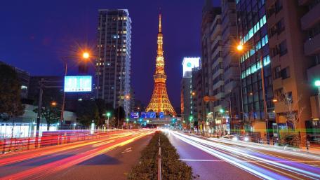 Vibrant Night Skyline with Tokyo Tower wallpaper