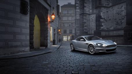 Sleek Silver Sports Car in Urban Nightscape wallpaper