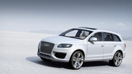 Sleek White Luxury SUV in a Pristine Landscape wallpaper