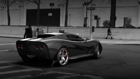 Sleek Black Sports Car in Urban Setting wallpaper
