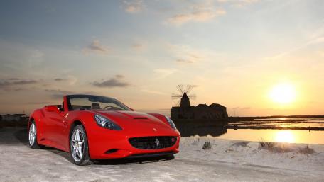 Stunning Red Convertible at Sunset wallpaper