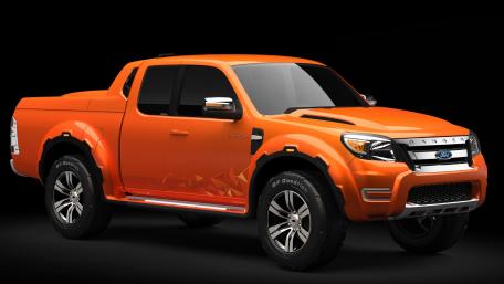 Vibrant Orange Pickup Truck Wallpaper wallpaper