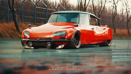 Sleek Orange Custom Car Design Wallpaper wallpaper