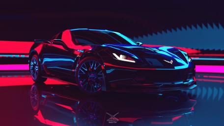 Neon Dream: Chevrolet Corvette in 4K Illumination wallpaper