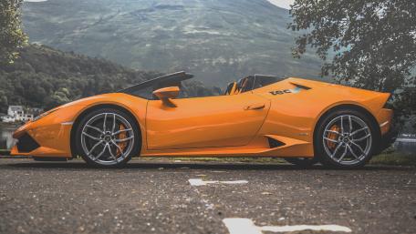 Vibrant Lamborghini Huracan in Stunning Landscape wallpaper