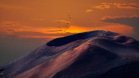Majestic Sunset Overserene Mountain Landscape wallpaper