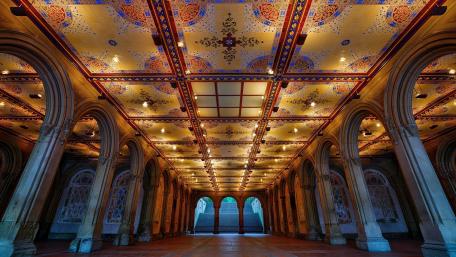 Elegant Arches Beneath a Decorative Ceiling wallpaper