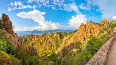 Breathtaking Mountain Landscape with Azure Sky and Waves of Nature wallpaper