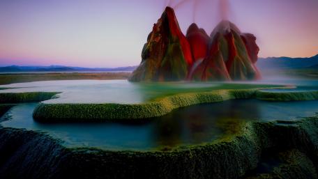 Majestic Natural Hot Springs at Dawn wallpaper