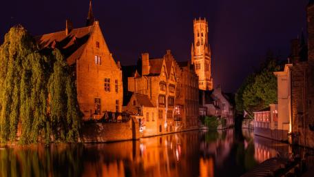 Enchanting Night in Bruges Cityscape wallpaper