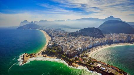 Stunning Aerial View of a Coastal Cityscape wallpaper