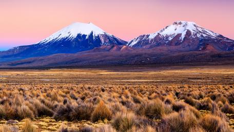 Majestic Mountains Under a Colorful Sky wallpaper