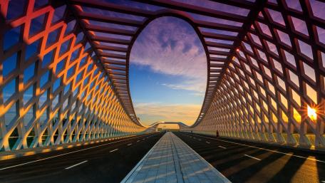 Stunning City Bridge with Mesmerizing Sky Views wallpaper