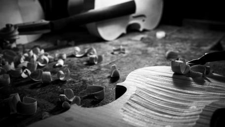 Crafting Melodies in Black and White wallpaper
