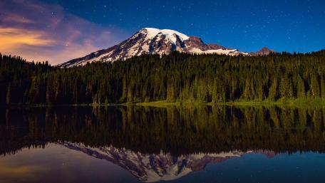 Majestic Mountain Reflected in Calm Waters wallpaper