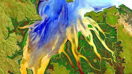 Colorful Aerial View of Nature's Serenity wallpaper