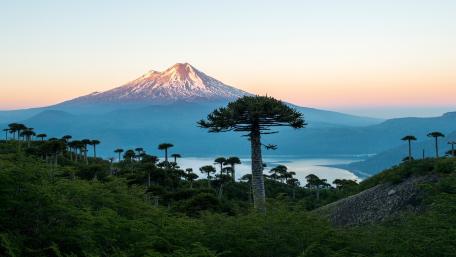 Majestic Mountain and Serene Landscape at Dusk wallpaper