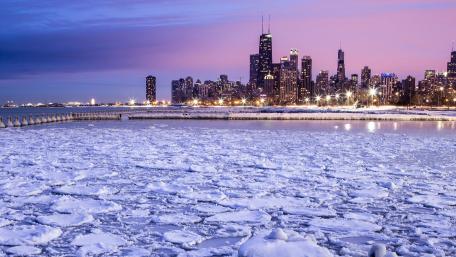 Winter Serenity Over the City Lights wallpaper