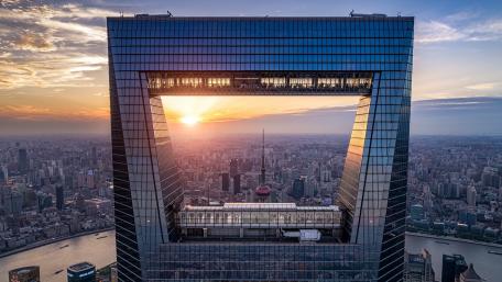 Stunning Urban Sunset Over City Skyline wallpaper