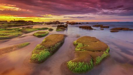 Serene Coastal Landscape at Sunset wallpaper