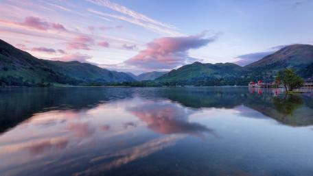 Serene Mountain Lake at Dusk wallpaper
